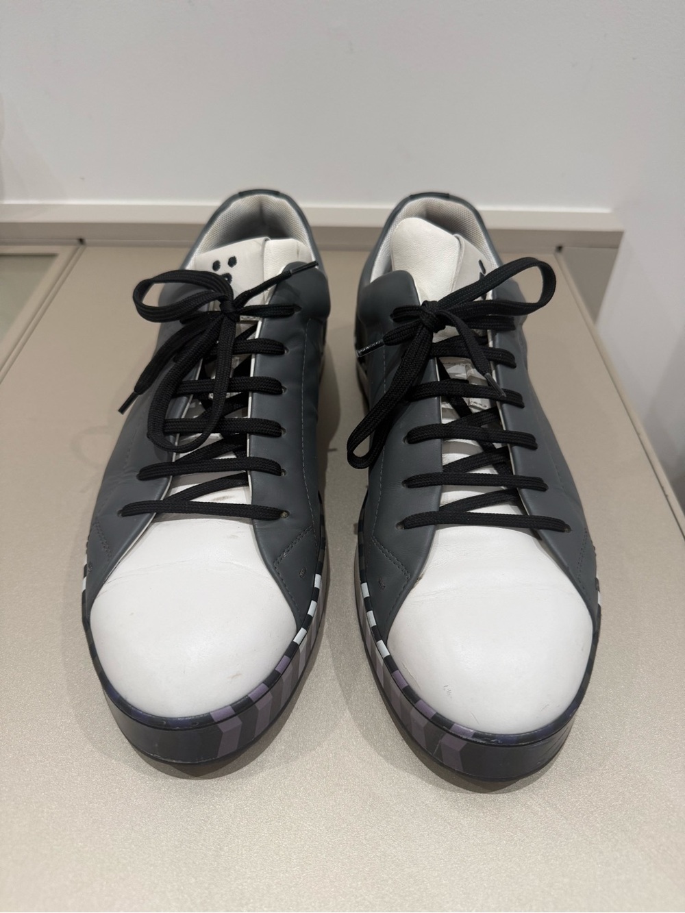Fendi Men's Gray and White Low-Top Sneakers